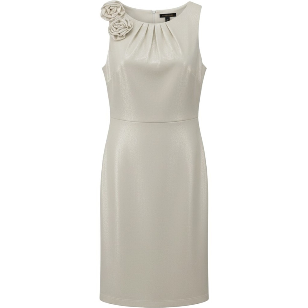 Signature by Robbie Bee Sheath Dress Womens 12 Gold Excellent Metallic Rosette